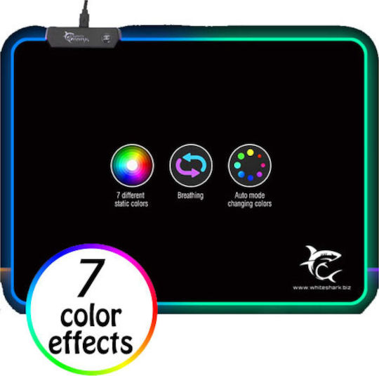 White Shark Luminous Gaming Mouse Pad Medium (350mm) με RGB Φωτισμό μέσω USB Μαύρο MP-1862