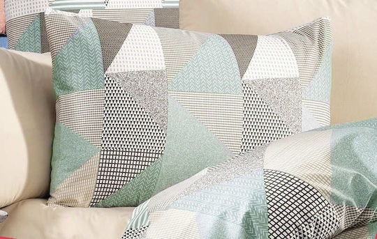 Dimcol Geometrical Σετ Μονό 3τμχ 160x240εκ. 330 Green - Beige 3 τμχ