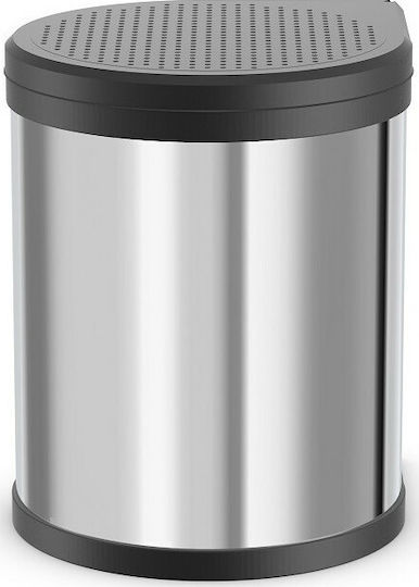 Hailo 3555-101 Κάδος Απορριμμάτων από Ανοξείδωτο Ατσάλι για Ντουλάπι Ασημί 15lt
