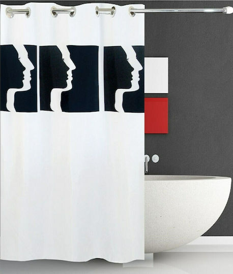 San Lorentzo Faces Hookless Shower Curtain Fabric 180x180cm White 1955