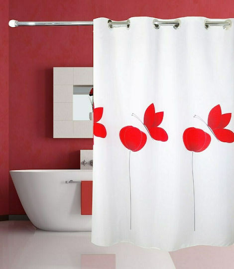 San Lorentzo Poppy Fabric Shower Grommet Curtain 180x180cm Hookless 1965
