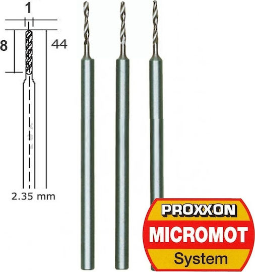 Proxxon Комплект 3 Свредла HSS с Цилиндрична Опашка за Метал