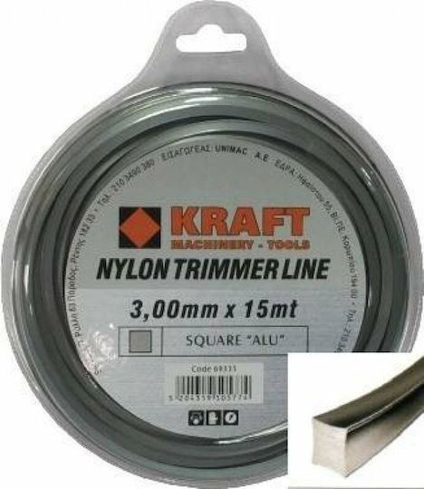 Kraft Aluminum Square Brush Cutter Trimmer Line 3mm 15m 69335