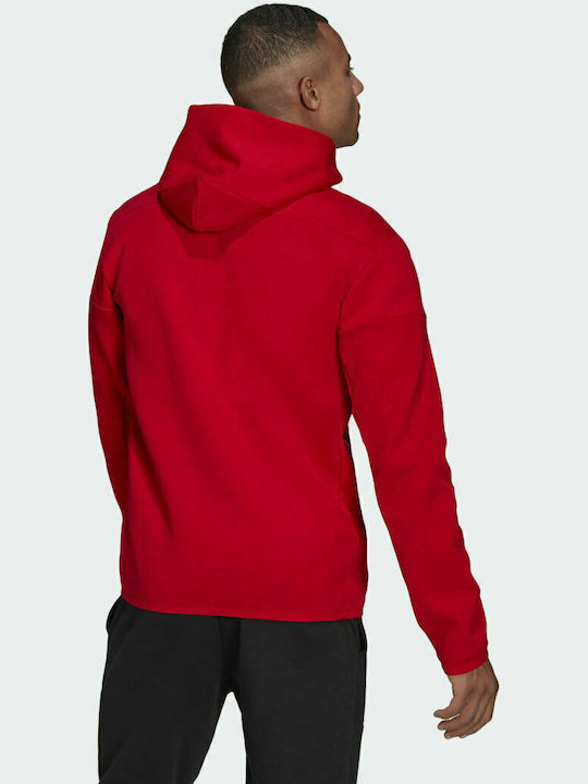 Adidas Z.N.E Herren Sweatshirt Jacke mit Kapuze und Taschen Rot