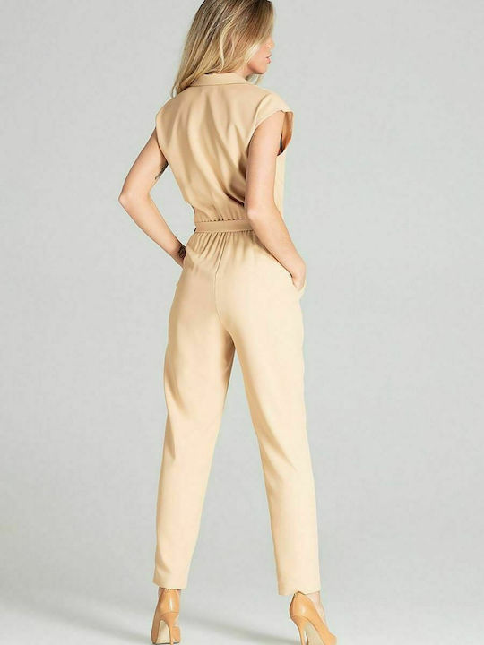 Figl M695 Women's Sleeveless One-piece Suit Beige 141769