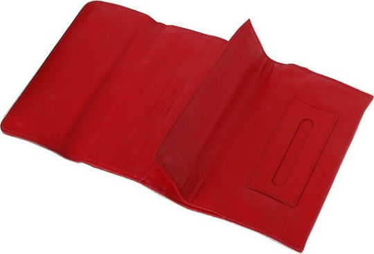 Tou Pappou Tabaktasche aus Künstliches Leder Rote mit Magnetverschluss 15x9cm