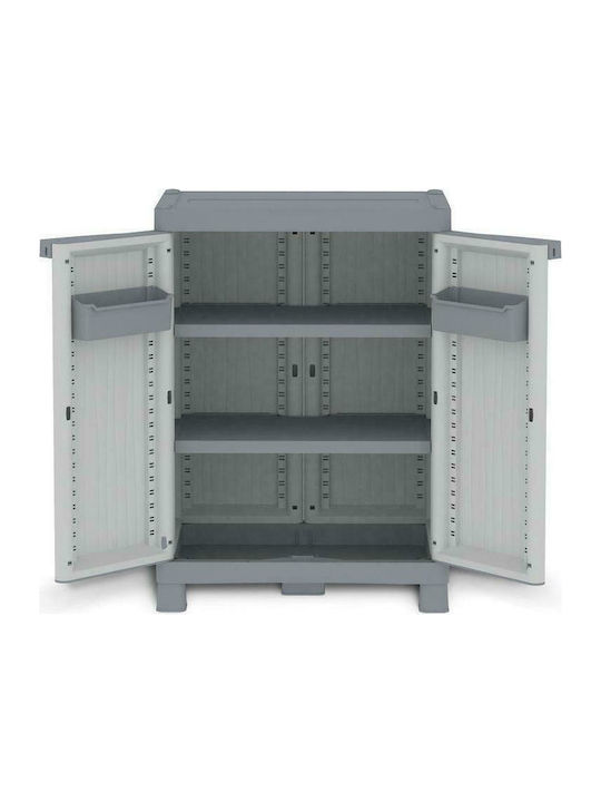 Double-leaf WaveBase Plastic Outdoor Storage Cabinet with Locking Capability with 2 Shelves 70x43.8x97.6 cm