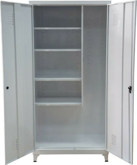 Zweiflügeliger Schrank Metallisch Verzinkt mit 4 Regale 100x45x175cm