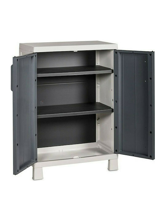 Double Door Wardrobe Anniversary Midi Plastic with 2 Shelves Light Grey / Basalt Grey 275 65x37x93cm