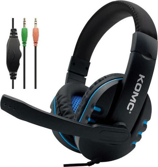 Komc K4 Over Ear Gaming Headset με σύνδεση 3.5mm Black/Blue