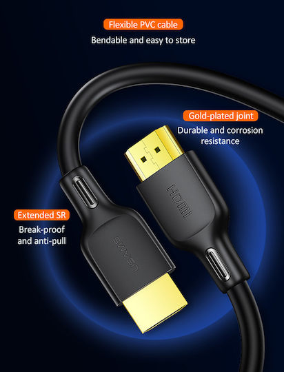 Usams HDMI 2.0 Premium High Speed 4K 60Hz HDR Kabel HDMI-Stecker - HDMI-Stecker 3m Schwarz