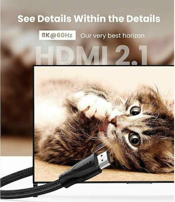 Ugreen HD140 HDMI 2.1 împletitură Cablu HDMI de sex masculin - HDMI de sex masculin 1.5m Negru