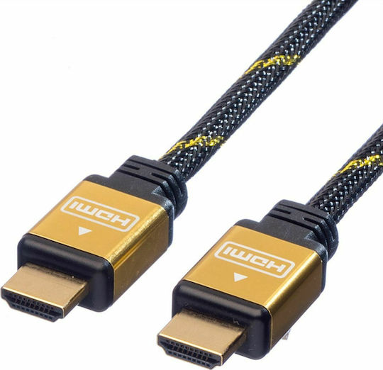 Roline HDMI 1.4 High Speed 1080p 120Hz Braided Cable HDMI Male - HDMI Male 2m Black