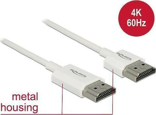 DeLock HDMI 2.0 Premium High Speed 4K 60Hz HDR Cable HDMI male - HDMI male 4.5m Λευκό
