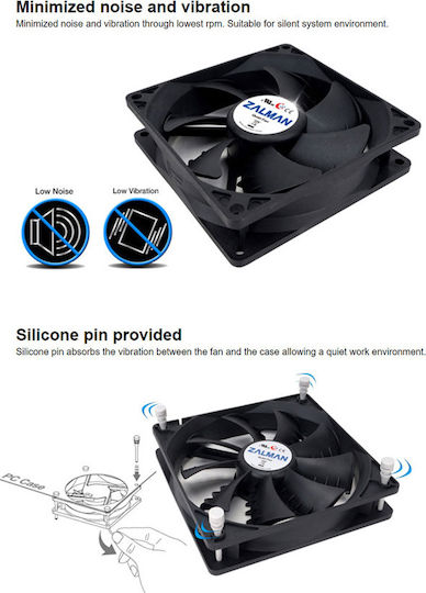 Zalman F1 Plus Case Fan 80mm (1700rpm / 20.6cfm) Χωρίς Led Φωτισμό και Σύνδεση 3-Pin