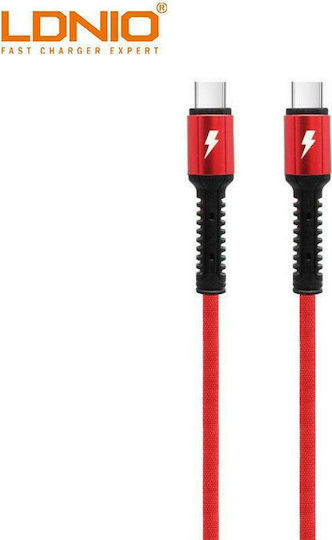 Ldnio LC91 Braided USB 2.0 Cable USB-C male - USB-C Κόκκινο 1m