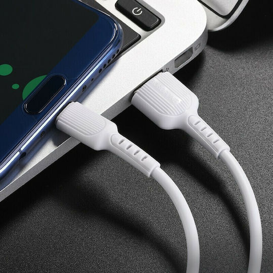 Borofone BX16 Regular USB 2.0 Cablu USB-C bărbătesc - USB-A 18W Alb 1m