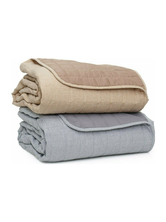 Borea Linen Coverlet Single from Polyester Beige 160x220cm