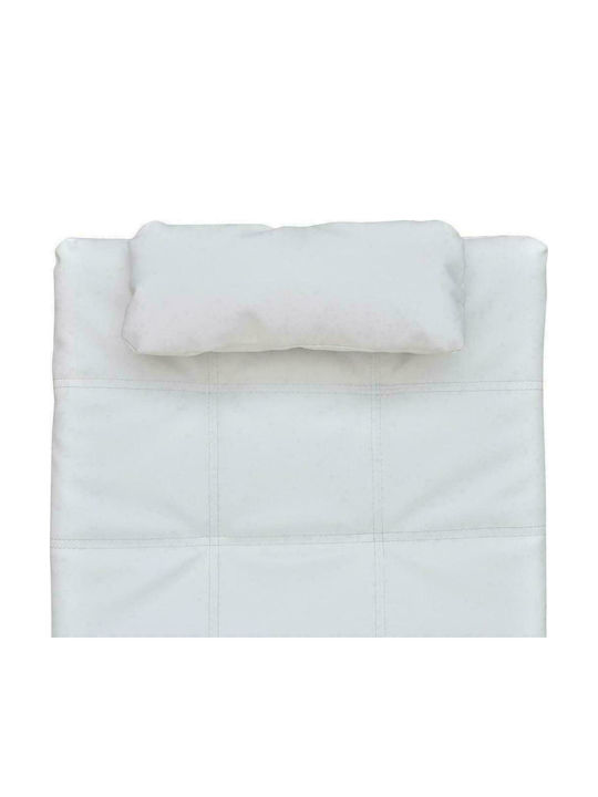 Recliner of Faux Leather White L150xW55xH72cm