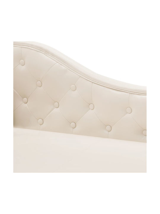 Șezlong Vintage Chesterfield Din Piele Sintetică Ecru L168xL58xÎ77cm