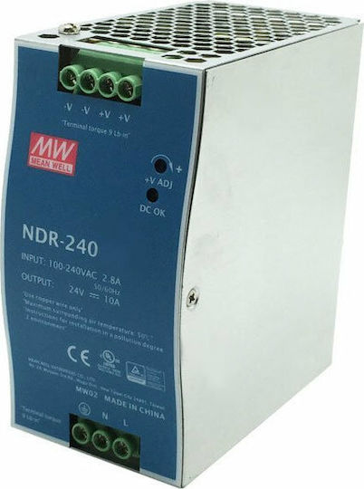 Mean Well NDR240-24 DIN Rail Power Supply 10A/24V/240W