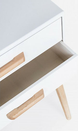 Drawers Storage Ordinary Solid Wood with 3 Drawers White L43xW30xH68cm