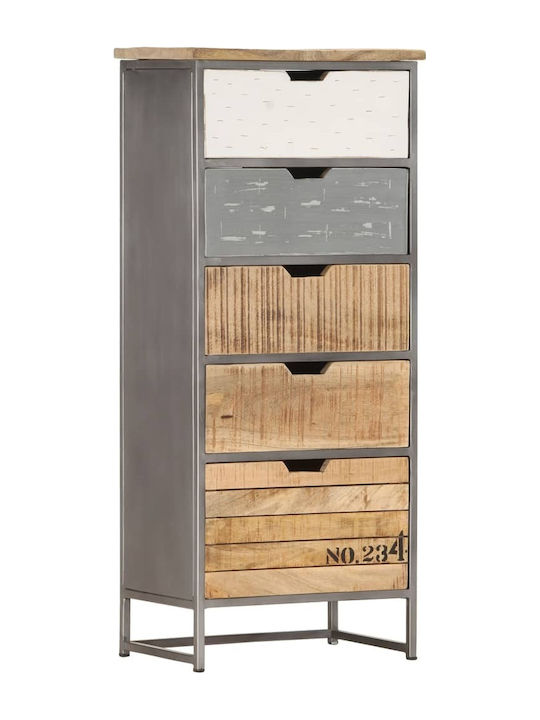 Drawers Storage Made of Metal & Wood with 5 Drawers Grey L45xW30xH105cm