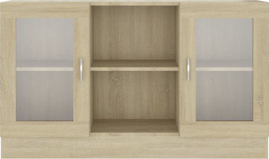 Living Room Display Cabinet Made of Particle Board with Windowed Sonoma Oak 120x30.5x70cm