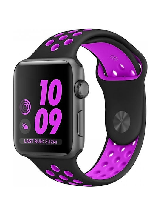 Curea Silicon cu Pin Black-Purple (Apple Watch 44/45/46mm/Ultra 49mm)