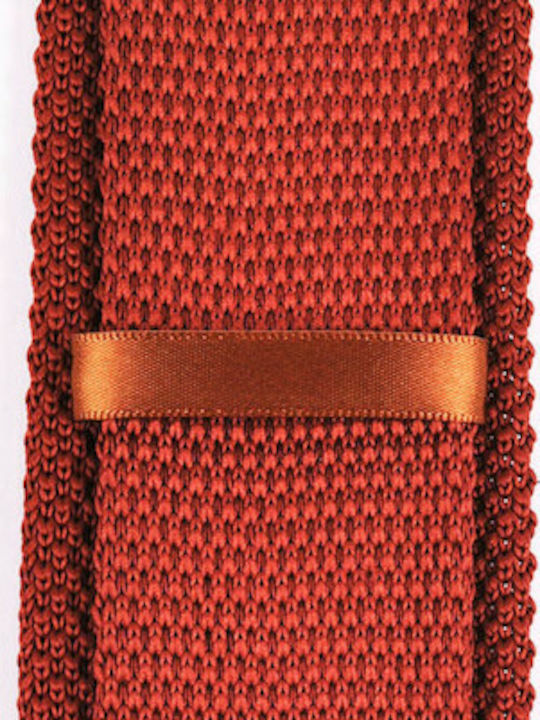 Italian-made straight-cut tie in knitted cotton piqué - Brown