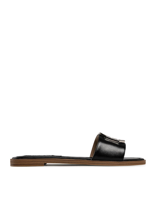 Guess Leather Women's Flat Sandals In Black Colour