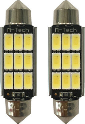 M-Tech Λάμπες Αυτοκινήτου C5W 42mm Canbus LED Λευκό 12V 3.2W 2τμχ