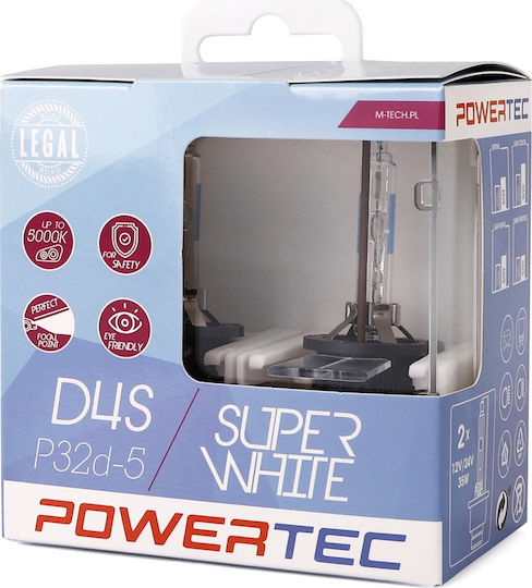 M-Tech Лампи Автомобила & Мотоциклета Powertec Super White D4S Ксенон 5000К Хладно бяло 12V 34W 2бр
