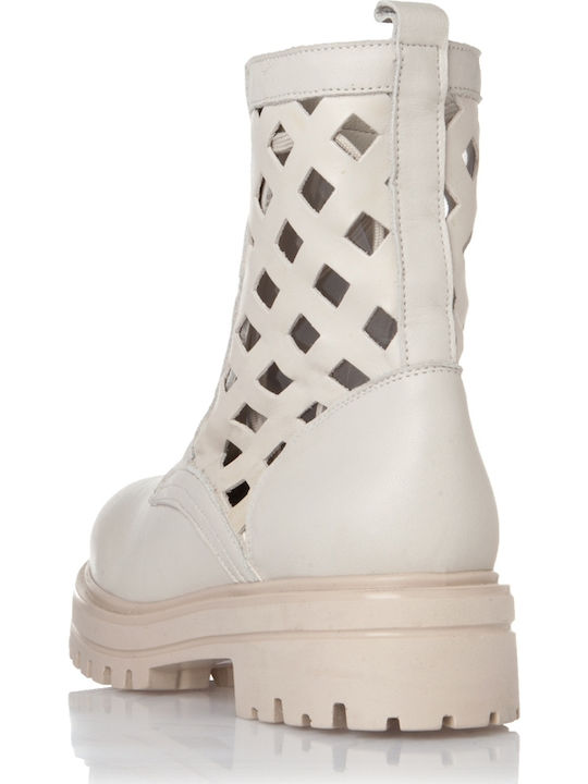 Leather Women's Ankle Boots White