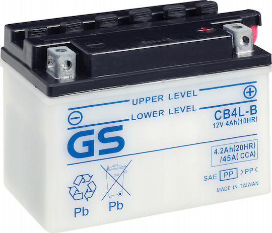 GS Μπαταρία Μοτοσυκλέτας CB4L-B / YB4L-B με Χωρητικότητα 4Ah