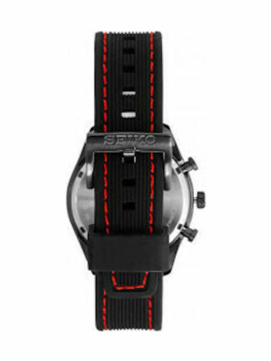 Seiko Ανδρικό Ρολόι 41.4mm Χρονογράφος Solar με Μαύρο Καουτσούκ Λουράκι