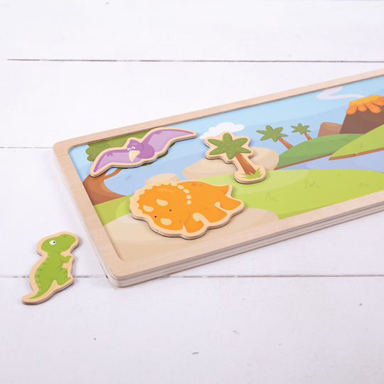 Big Jigs Shape Sorting Toy Magnetic Board Dinosaurs made of Wood for 24++ Months