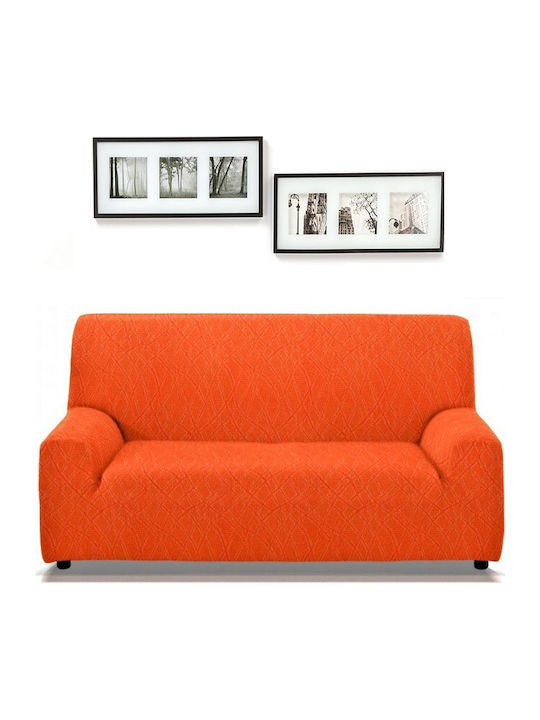 Mc Decor Waves Elastic Cover for Four Seater sofa Orange 230εκ. 1pcs MCL.EL.WAVES.TE-PORTOKALI