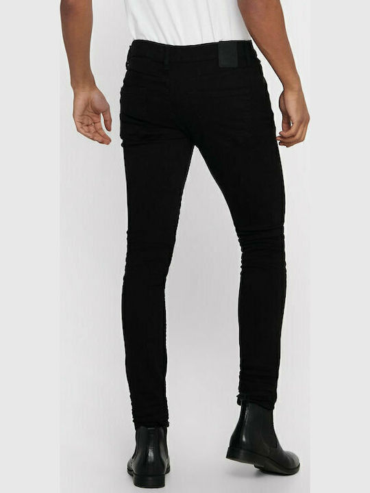 Only & Sons 22010448 Men's Slim Fit Elastic Black Jeans Pants
