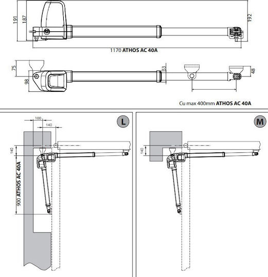Bft Athos AC A40 Kit Σετ Μοτέρ για Ανοιγόμενη Γκαραζόπορτα έως 400kg