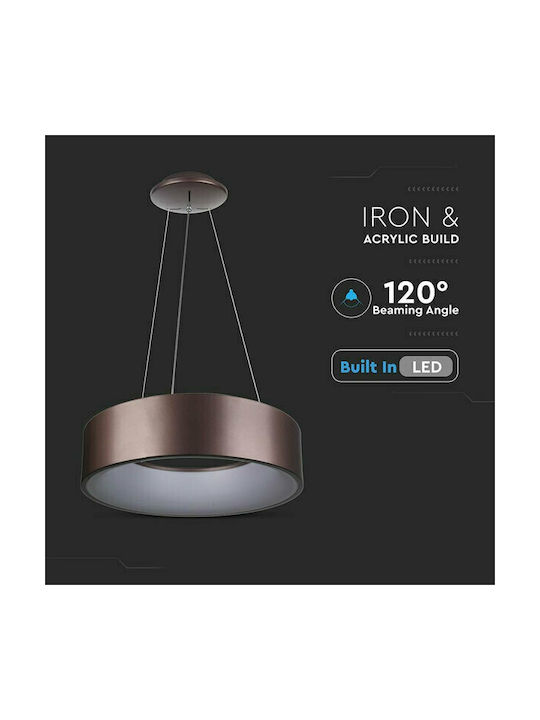 V-TAC VT-25-1D Κρεμαστό Φωτιστικό Καφέ LED με Θερμό Λευκό Φως 45εκ.