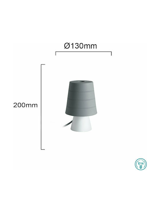 Fan Europe Plastic Table Lamp for Socket E14 with Gray Shade and White Base