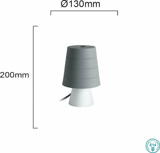 Fan Europe Plastic Table Lamp for Socket E14 with Gray Shade and White Base