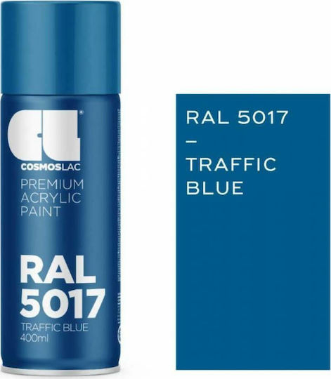 Cosmos Lac Σπρέι Βαφής Premium Acrylic με Μεταλλικό Εφέ Traffic Blue RAL 5017 400ml