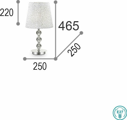 Ideal Lux Crystal Table Lamp for Socket E27 with Shade and Silver Base