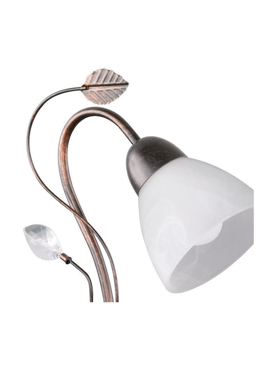 Trio Lighting Traditio Metal Vintage Lampă de masă pentru Soclu E14 cu Umbrelă Alb și Bază Bronz