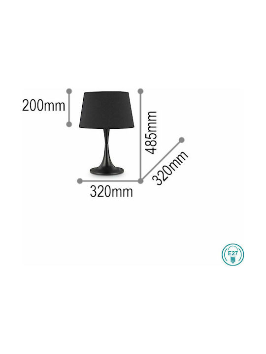 Ideal Lux Μεταλλικό Πορτατίφ για Ντουί E27 με Μαύρο Καπέλο και Βάση