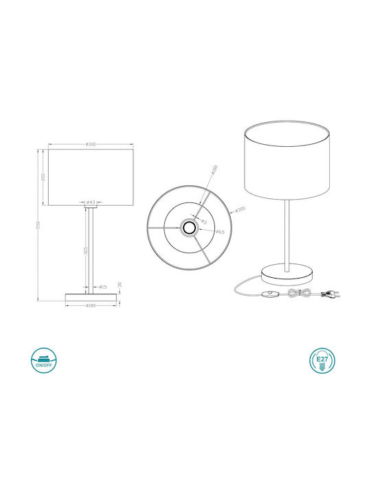 Trio Lighting Hotel Metal Table Lamp for Socket E27 with Beige Shade and Silver Base