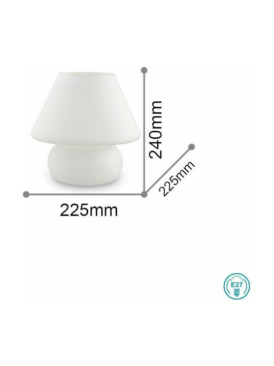 Ideal Lux Γυάλινο Πορτατίφ για Ντουί E27 με Λευκό Καπέλο και Βάση