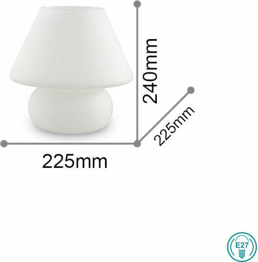 Ideal Lux Glass Table Lamp for Socket E27 with White Shade and Base